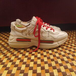Gucci Rhyton Logo Leather Sneaker Sneakers Off White Size 9.5